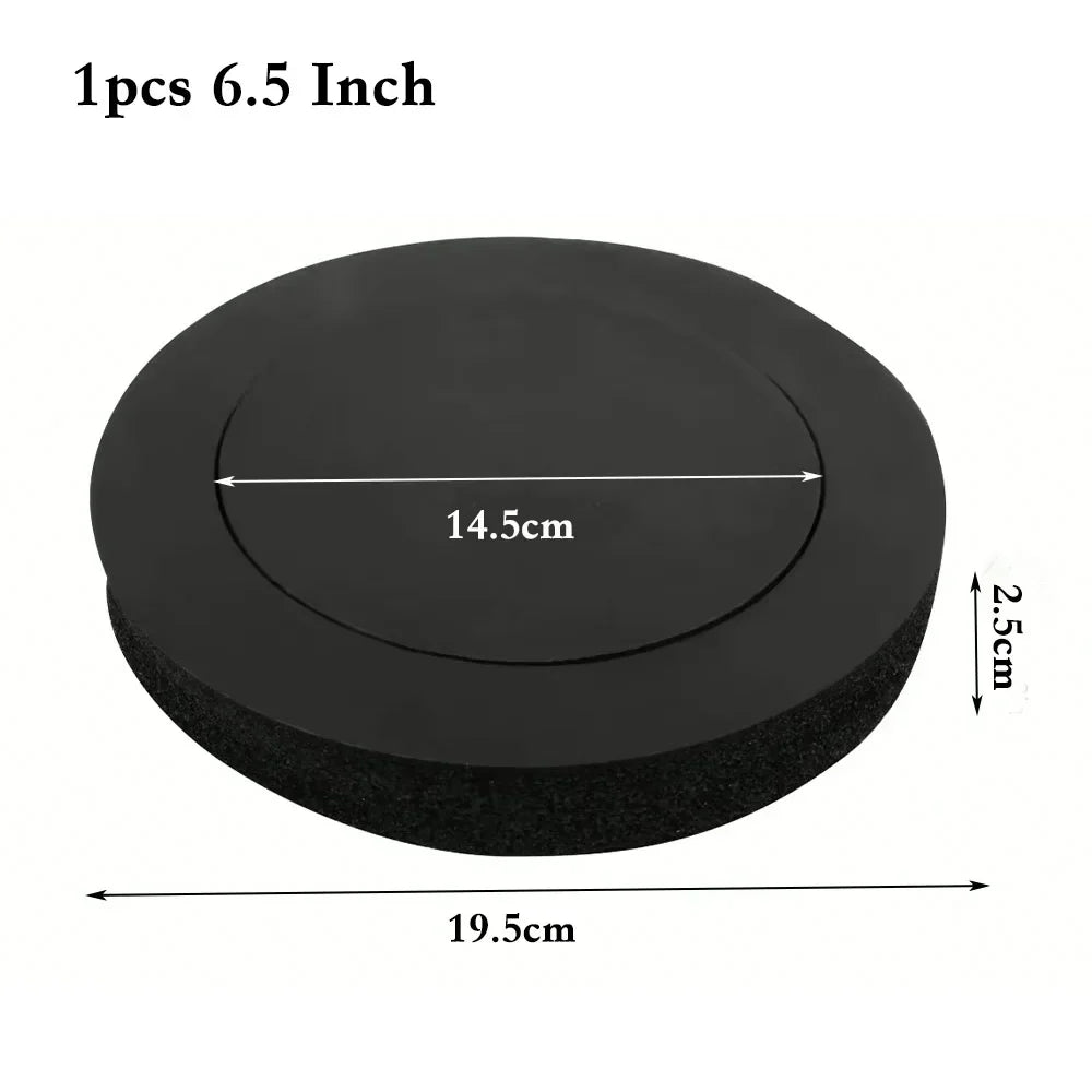 Black circular foam insulation ring cotton with textured surface and raised edges for 4/5/6.5 inch car speaker door trim soundproof