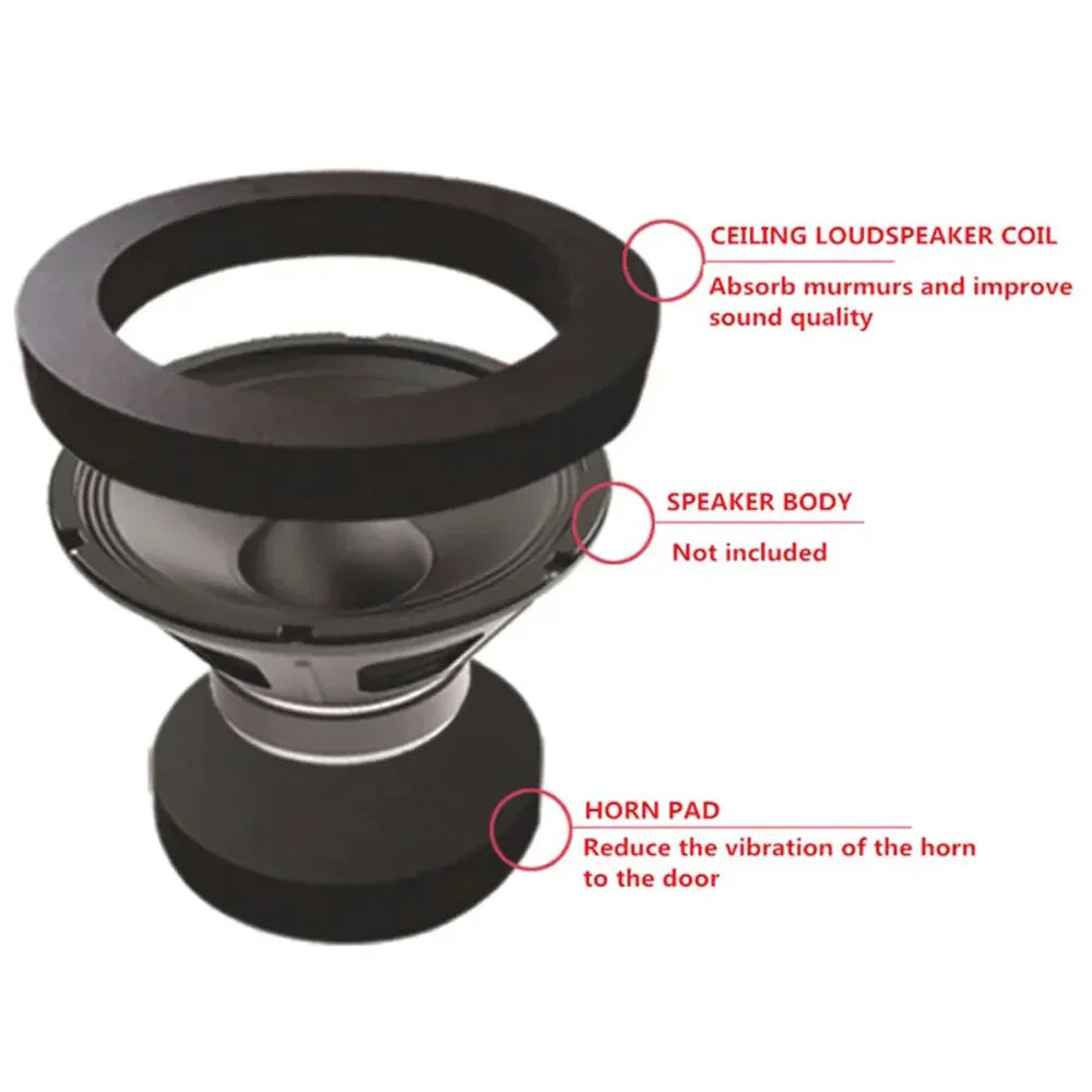 Black 4/5/6.5 inch car speaker insulation ring cotton with rubberized texture for door trim soundproofing and bass enhancement