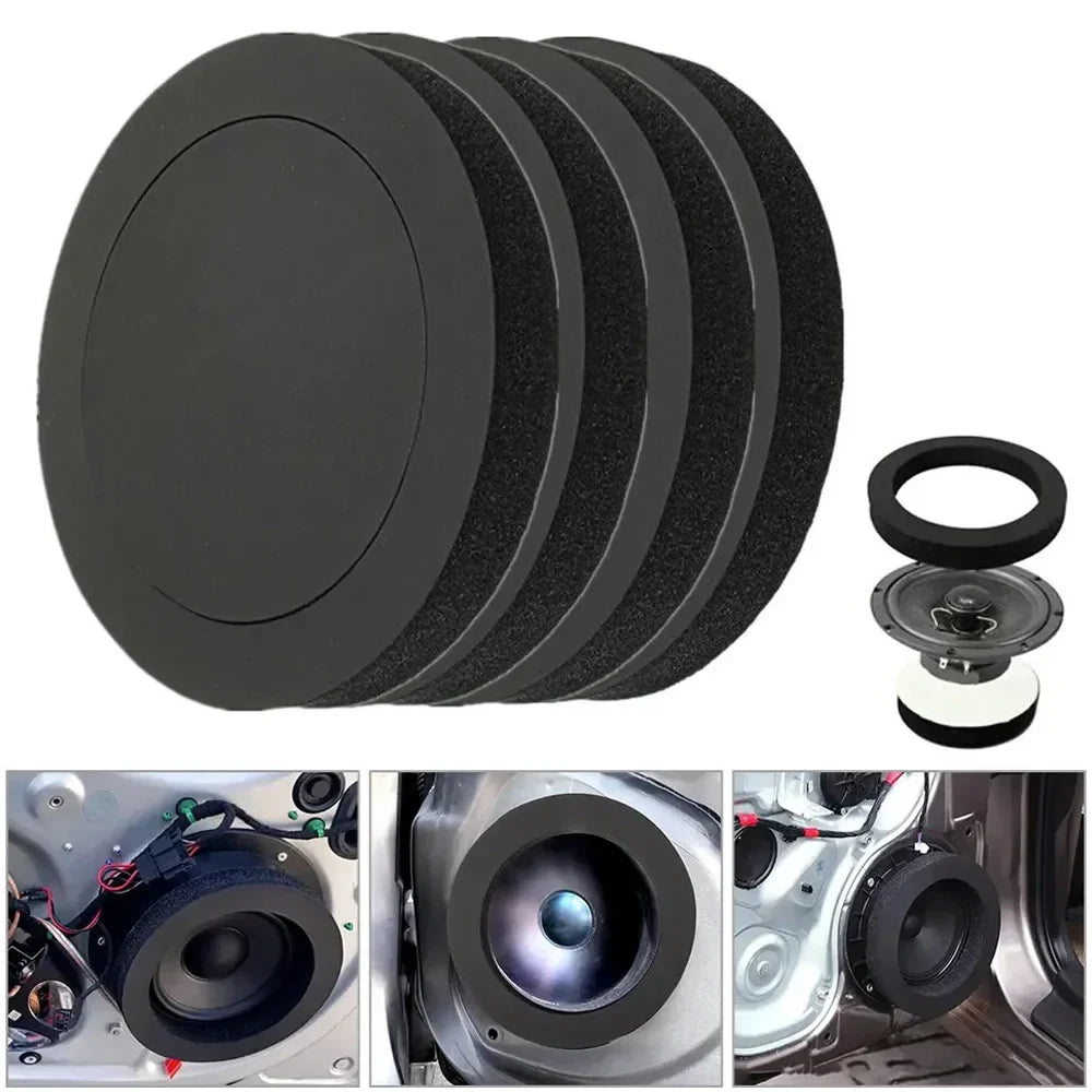 Black circular insulation ring cotton foam pads for 4 5 6.5 inch car speaker door trim soundproof installation