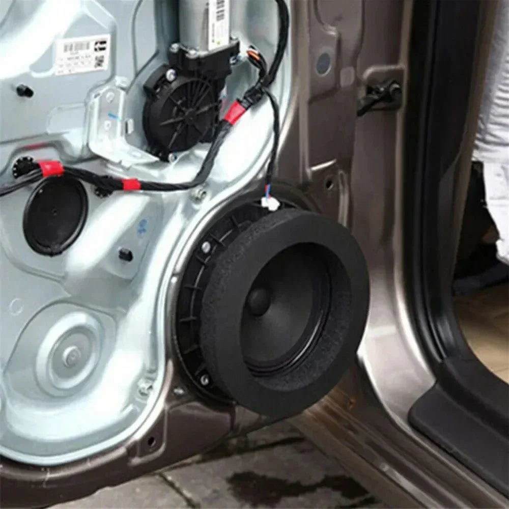 Black 6.5 inch car speaker with insulation ring cotton mounted in door trim soundproof for auto interior use