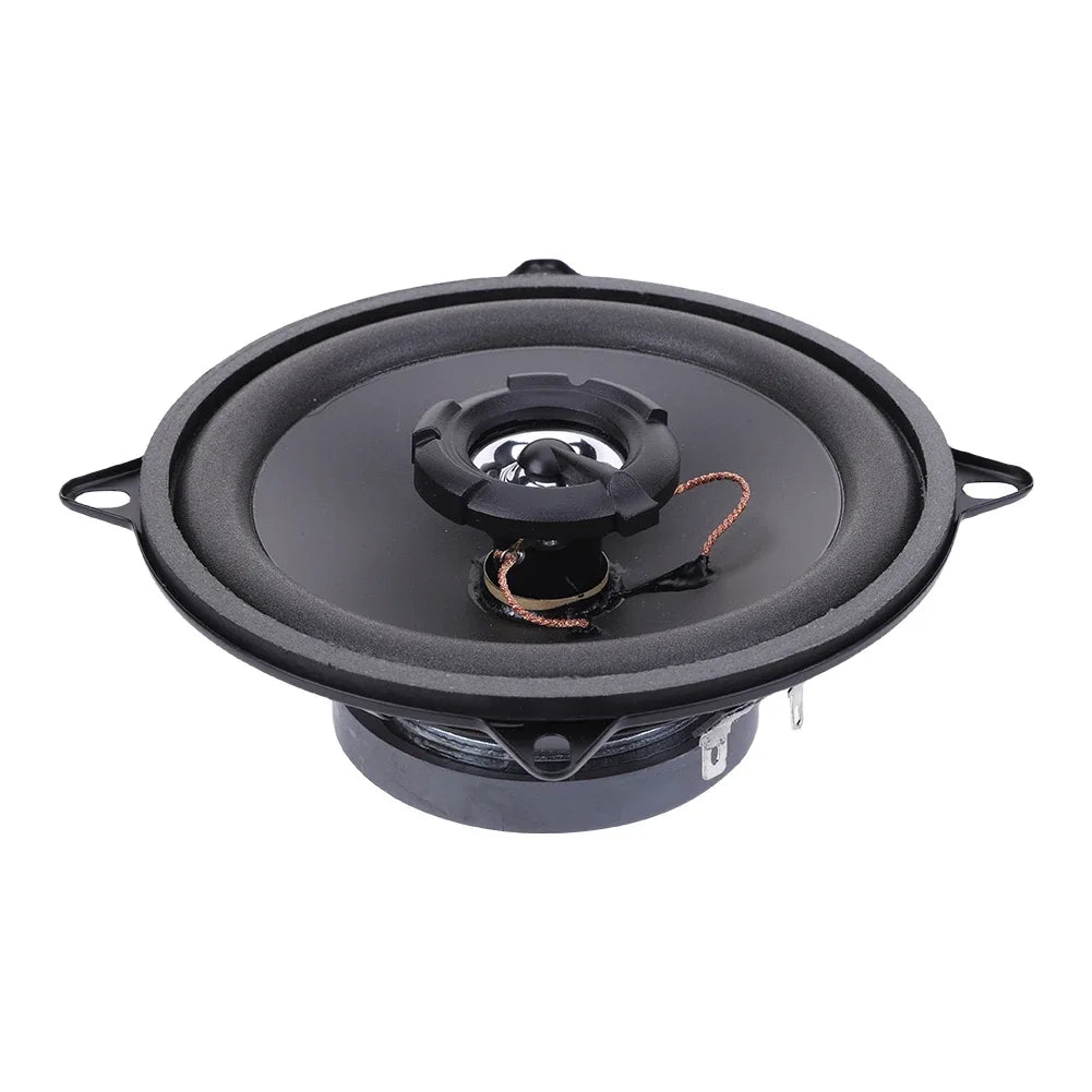Black circular 4 to 6.5 inch frequency car stereo speaker with matte finish and visible copper wiring for automobile audio