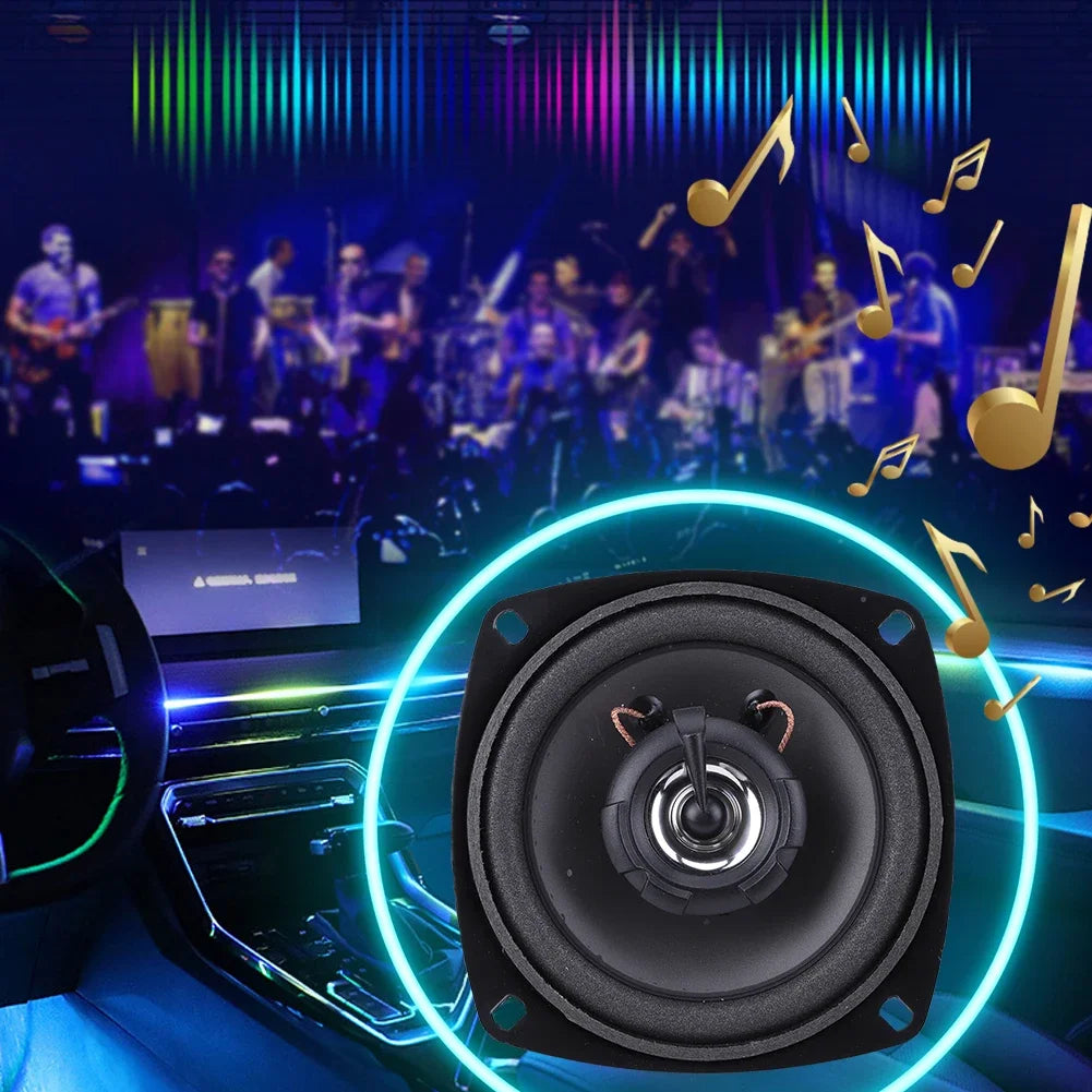 Black square 4 5 6.5 inch hiFi coaxial subwoofer car stereo speaker with silver center and copper wiring frequency car stereo
