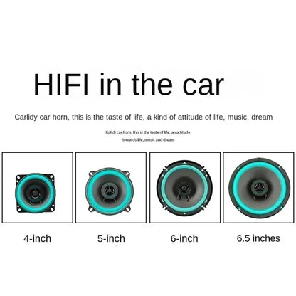 Teal and black 4 to 6.5 inch hifi coaxial subwoofer universal car speakers for full range automotive audio use