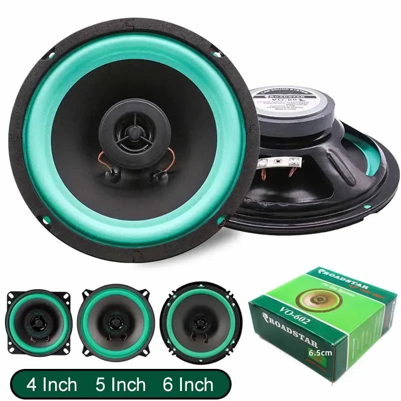 Teal and black 6.5 inch car speaker with greenish blue cone surround for hifi coaxial subwoofer audio music stereo use