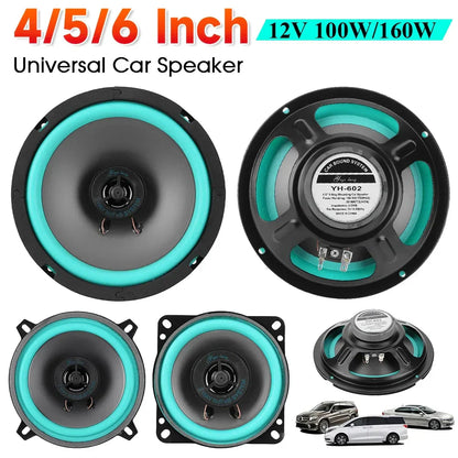 Teal and black 4 5 6 inch car speakers with sleek circular design hifi coaxial subwoofer for audio music stereo use