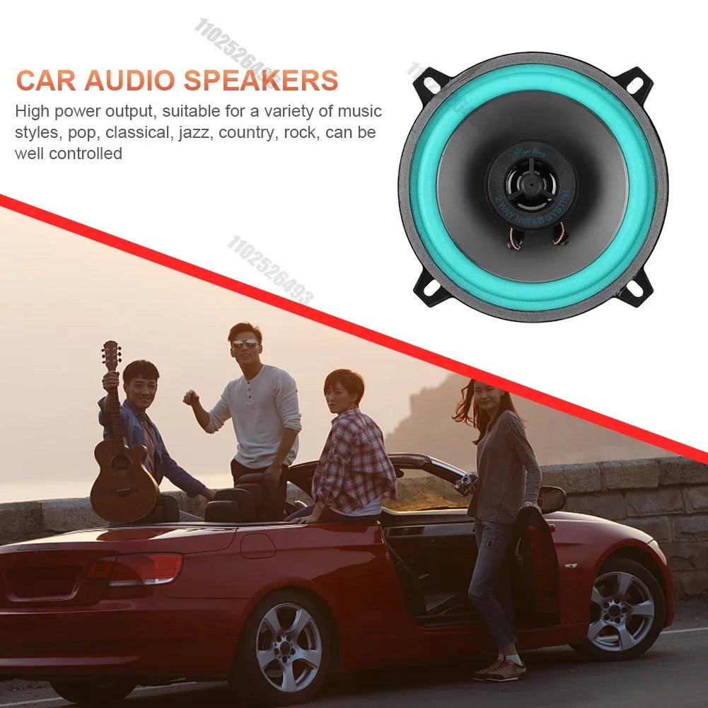 Teal and black 4/5/6 inch car speakers with circular design hifi coaxial subwoofer for audio music stereo systems