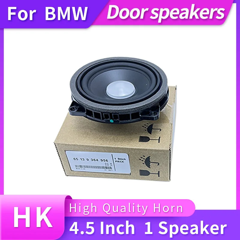 Black 4.5 inch door speaker with silver center cone for bmw g20 g30 g01 f30 f48 audio packaged in cardboard box