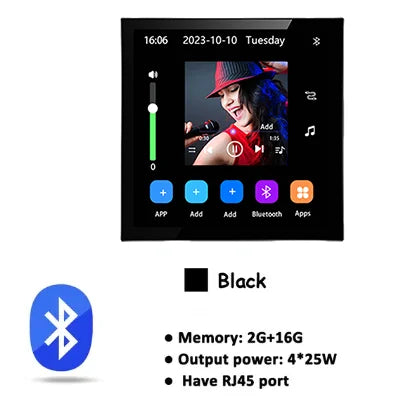 Black 4 inch android 10 eshare wifi bluetooth touch home theater cinema digital stereo with 2g 16gb memory and 4x25w output