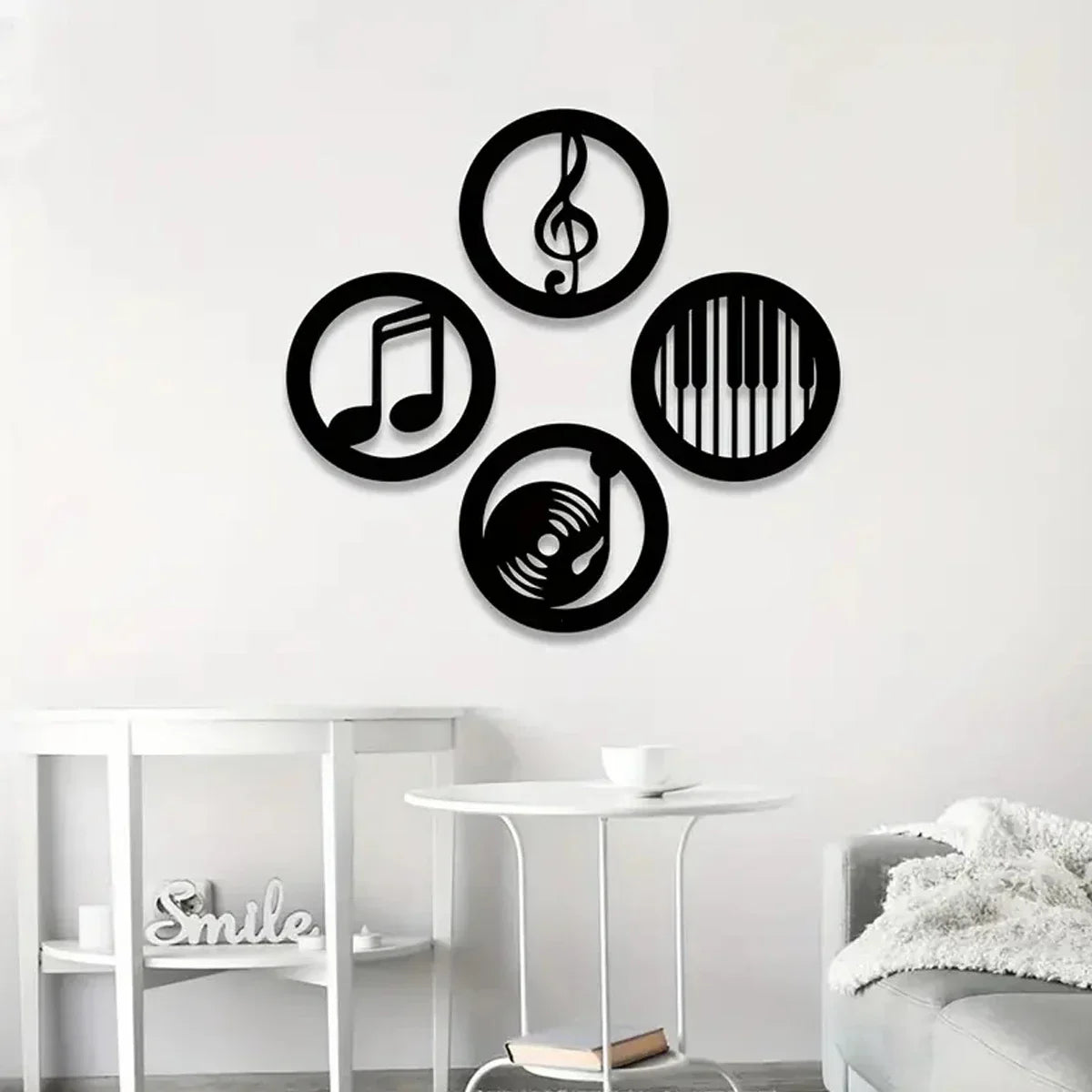 Black metal pcs wood wall art decor featuring musical note cutouts for ktv recording studio and music lovers gifts