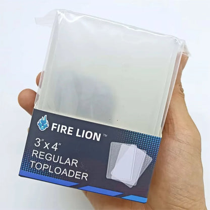 Fire lion 3x4 inch pocket toploader binders in clear plastic packaging for leather card holder use