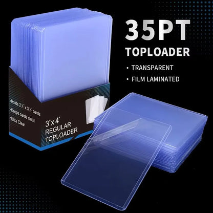 Transparent film-laminated 35pt toploader card sleeves in clear plastic for pocket toploader binders and leather card holder