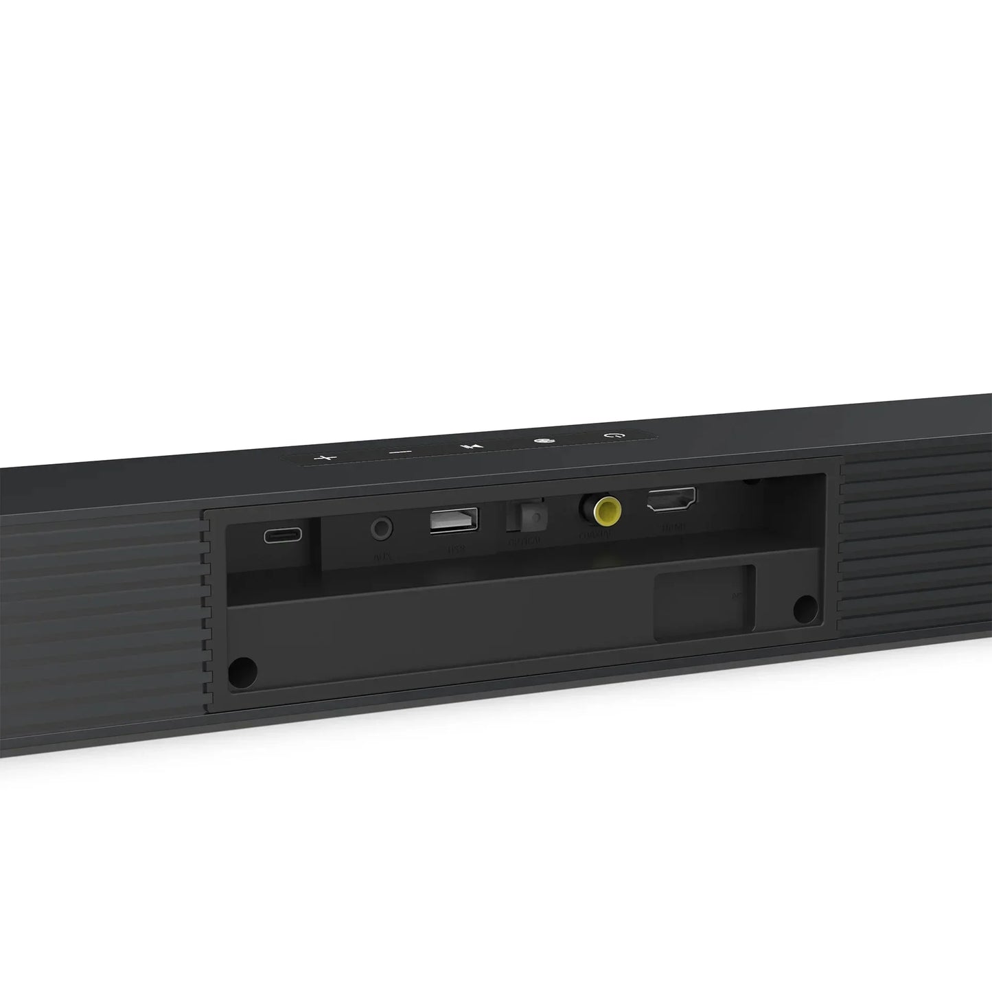 Black 40w soundbar with multiple ports including usb and hdmi for subwoofer home theater wall mounted bluetooth use