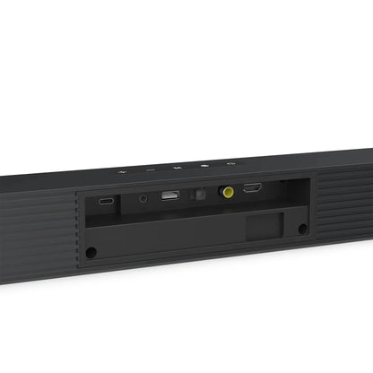 Black 40w soundbar with multiple ports including usb and hdmi for subwoofer home theater wall mounted bluetooth use