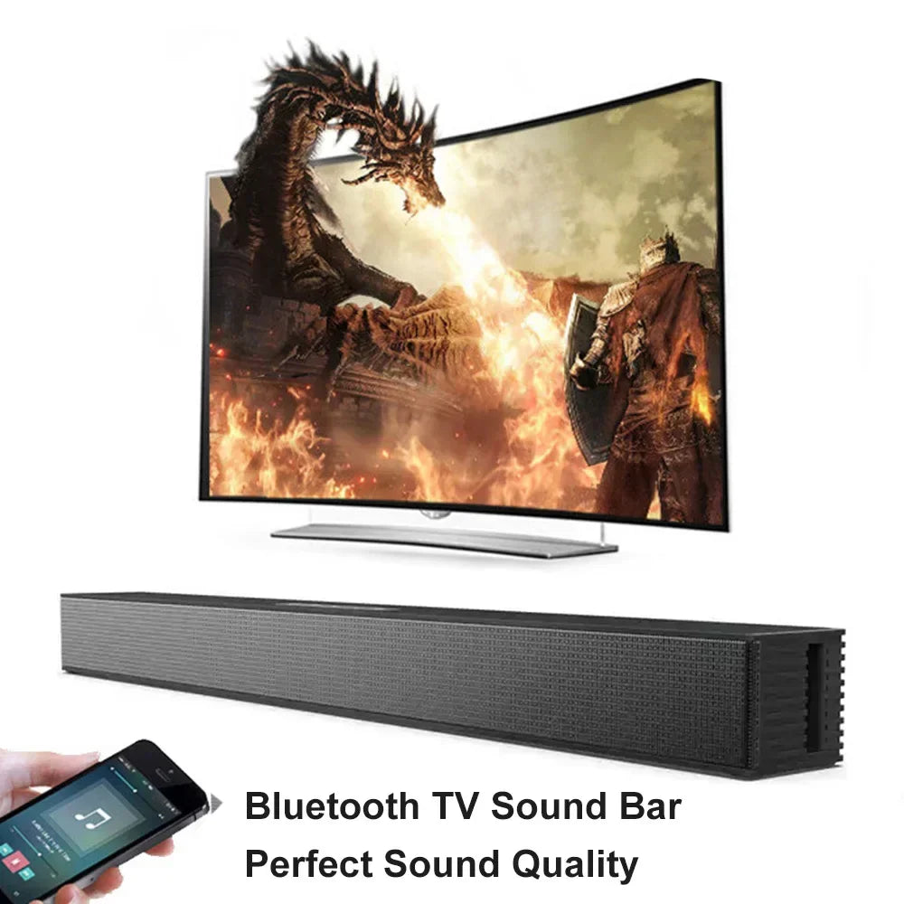 Black textured bluetooth 40w soundbar with subwoofer home theater multi function speaker for wall mounted use