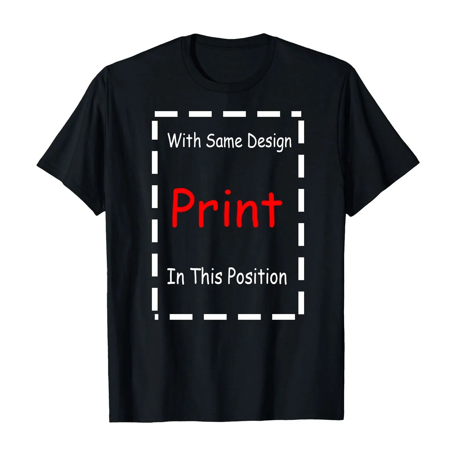 Black cotton 42nd street broadway small tee with white dashed border and red print text, vintage 1980s production depression design