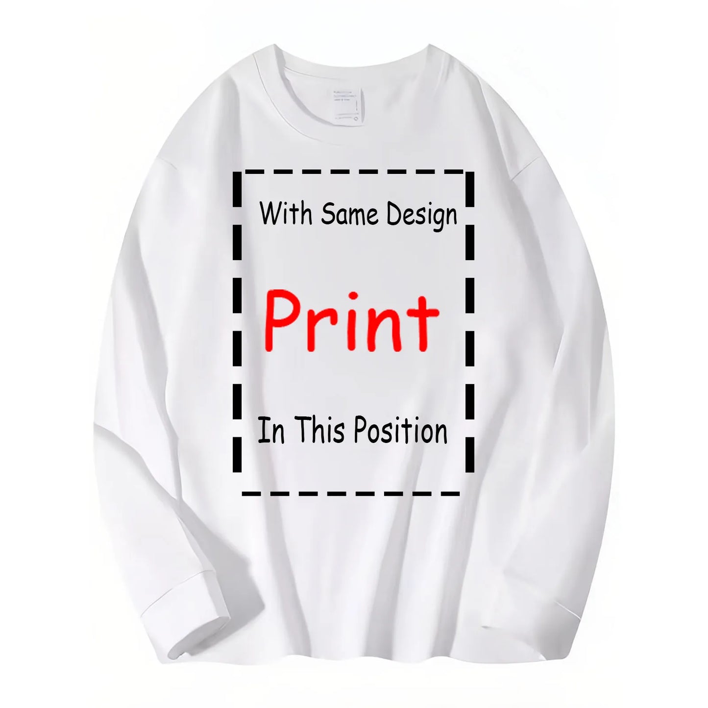 White long-sleeved crewneck sweatshirt with central print area featuring bold red print for 42nd street broadway vintage tee