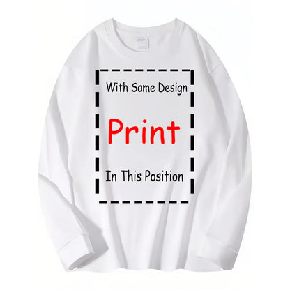 White long-sleeved crewneck sweatshirt with central print area featuring bold red print for 42nd street broadway vintage tee