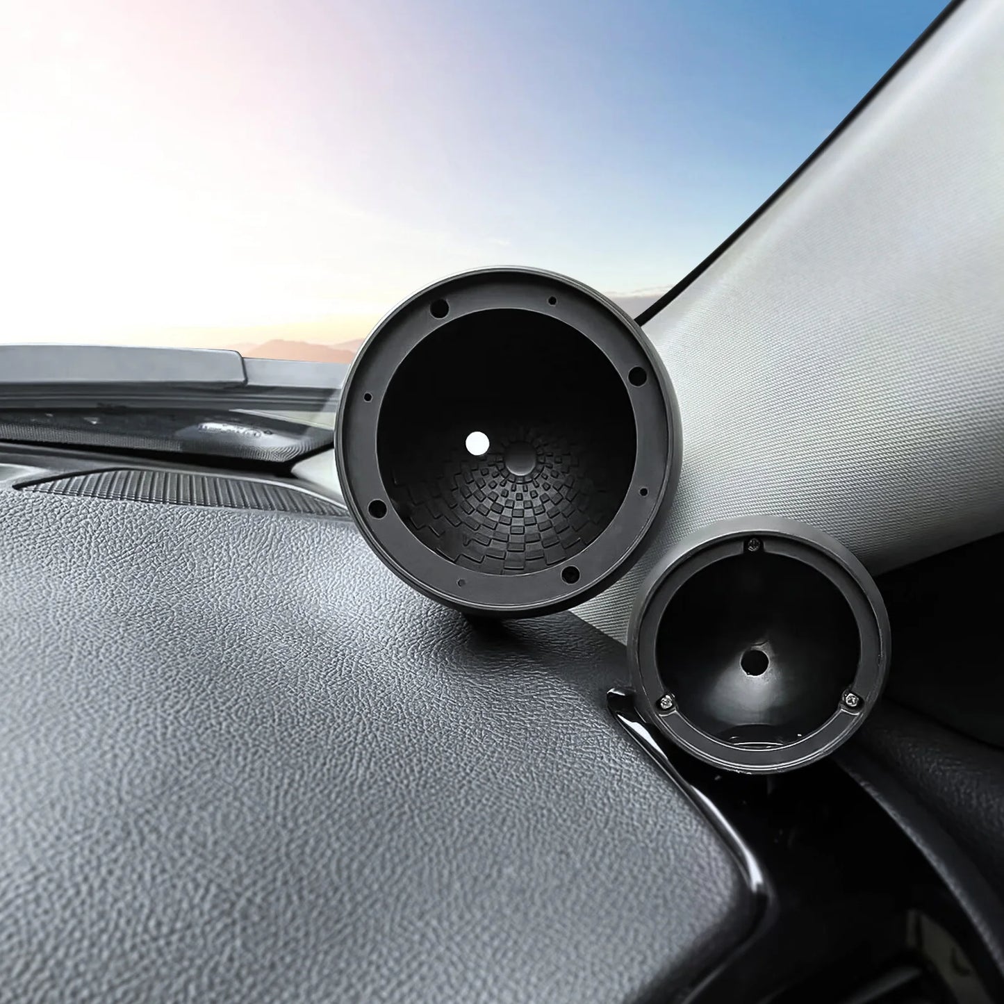 2Pc Car Mid-to-high-range Speakers Boxes Shell Bracket Audio Media Holder Tri Frequency Non-Molded A-pillar Horn Stand Cover