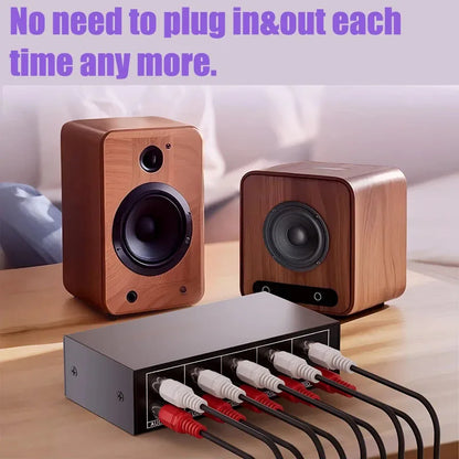 Stereo Audio Switch Selector 4-IN-1 Bi-direction Stereo RCA AUX Audio Switch A/B Splitter 3.5mm Aux L/R RCA 4X1 Audio Switch Box