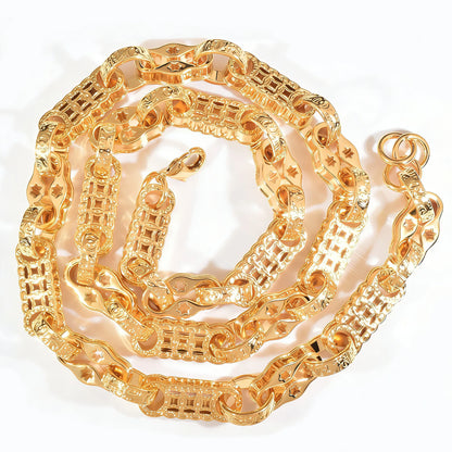 Men's Hip Hop Necklace Chain Gold Silver Color 10mm 18K Plated Copper Cuban Link Fashion Punk Jewelry For Gift