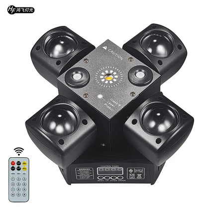 Black hf quad-coaxial led 48w 4 arm party effect light with rotating spotlight heads and flash rgbw beam control panel
