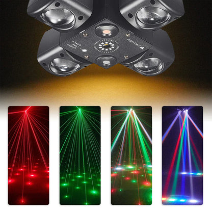 Black metal 48w 4 arm party effect laser light projector with flash rgbw beam and 4in1 dj moving head lenses