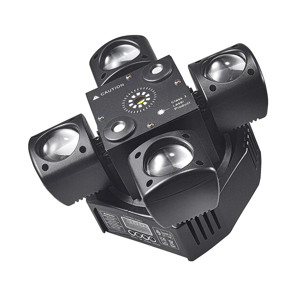 Black rugged 48w 4 arm party effect light with quad-laser flash rgbw beam 4in1 dj moving head for disco use