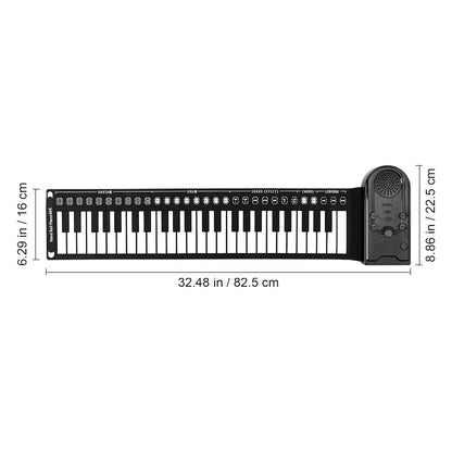 Black foldable electronic keyboard with 61 keys and speaker module featuring multiple timbres rhythm for rolled piano portable use