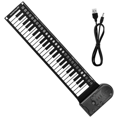 Black and white hand rolled piano 65k flexible keyboard with usb cable portable digital keyboard multiple timbres rhythm