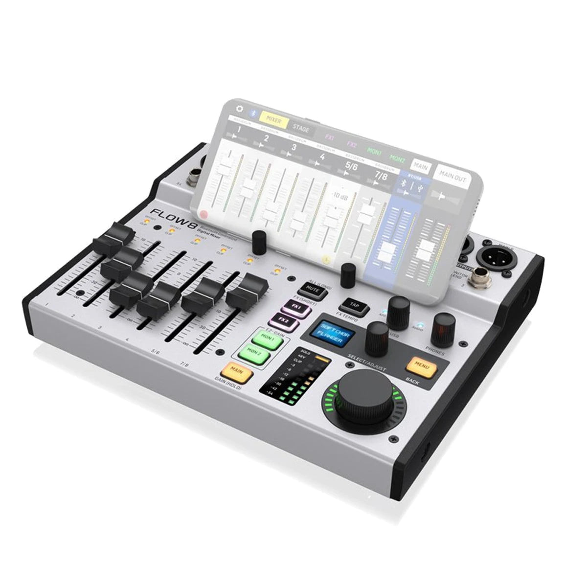 BEHRNER FLOW8 8-Input Digital Mixer with Bluetooth Mixer Audio Processor And App Control 2 FX Processors And USB/Audio