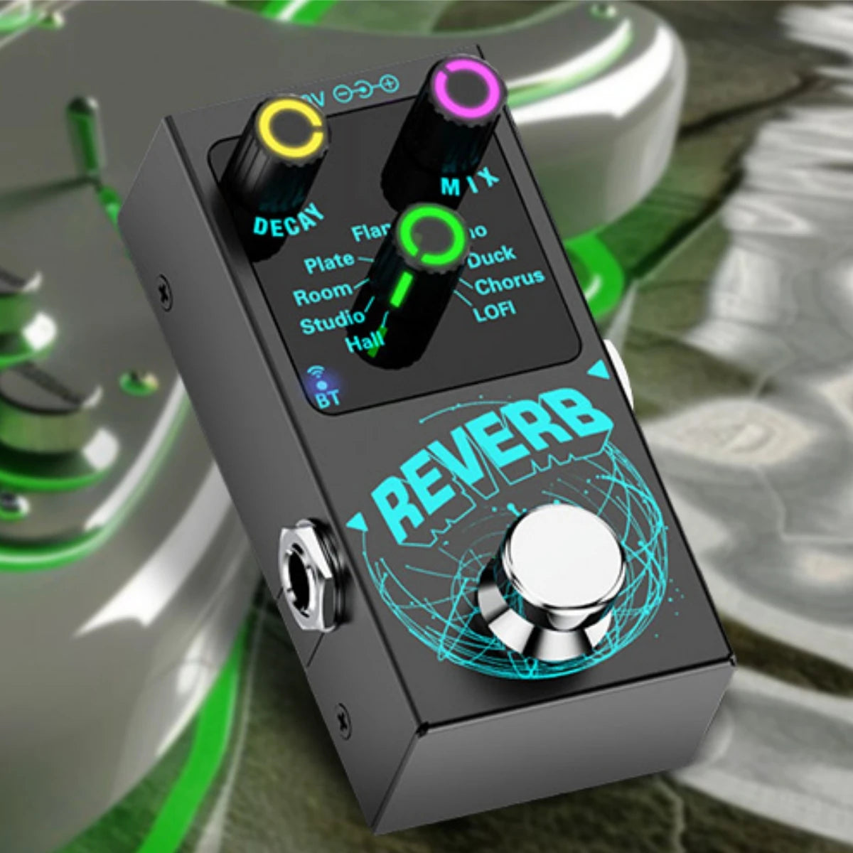 Digital Reverb Guitar Pedal - 9 Unique Reverb Effects | Wireless Accompaniment, Decay/Mix Knobs & Luminous Indicators