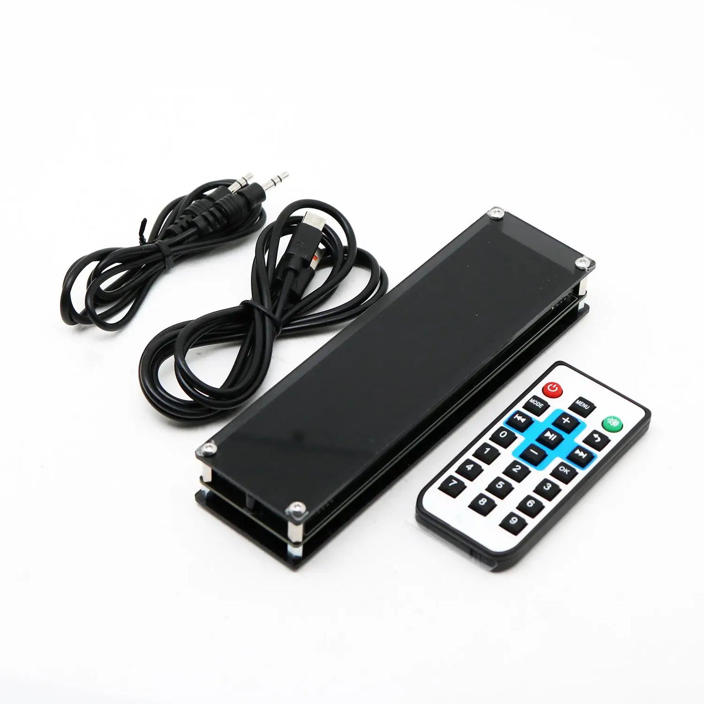 Black rectangular 4in1 vfd music display with silver screws and remote control for indicator vu meter billboard car atmosphere