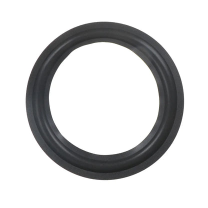 Black rubber universal speaker surround repair foam with concentric ridges and convex inside diameter for woofer edge repair