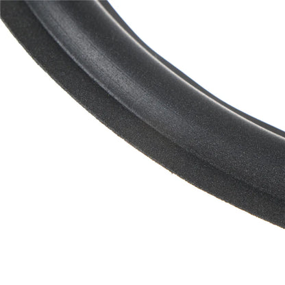 Black rubber universal speaker surround repair foam with convex inside diameter and reinforced edges for woofer repair