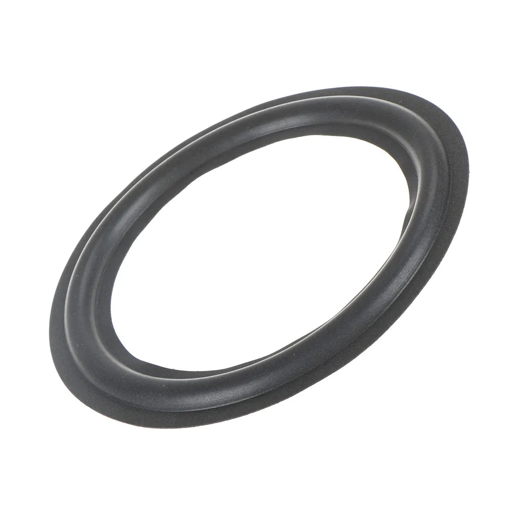 Black rubber universal speaker surround repair foam with smooth finish and convex inside diameter for woofer edge repair