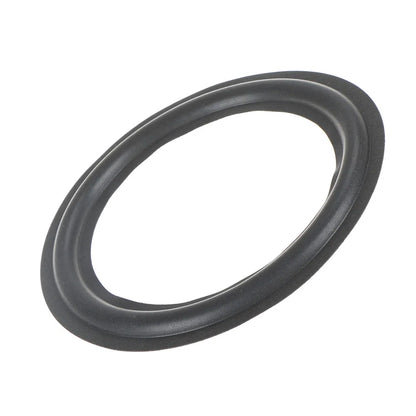 Black rubber universal speaker surround repair foam with smooth finish and convex inside diameter for woofer edge repair