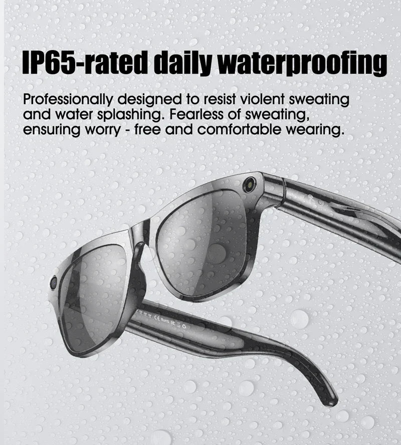 Black-framed smart glasses 800w with pixel multifunctional camera dark gray lenses for player smart translation use