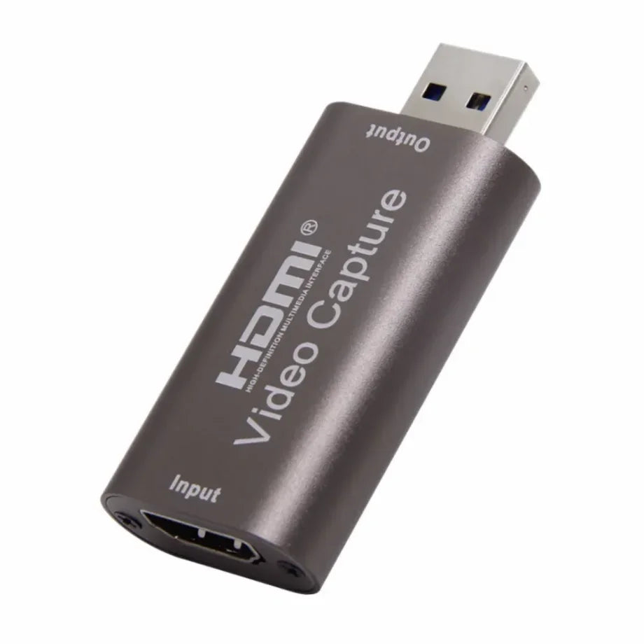 Black 4k usb 3.0 hdmi game grabber with silver metallic finish for camera pc recording and video live streaming