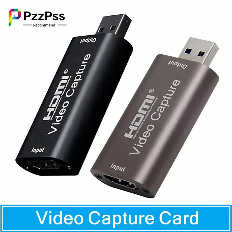 Black and gray 4k usb 3.0 hdmi game grabber video capture cards with usb connectors for camera pc recording and video live streaming