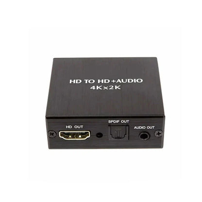 Black rectangular 4k x 2k video audio extractor hdtv to hdmi plus audio converter with spdif optical and 3.5mm output ports