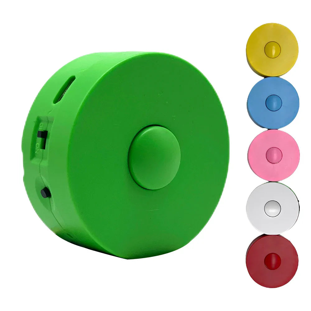 Vibrant green circular matte voice recording button with central button for recordable sound recorder birthday diy gift