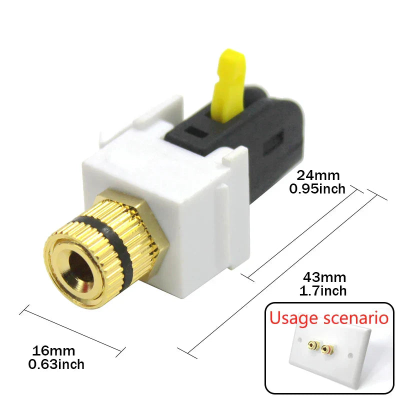 White and black wall-mounted solderless quick wire connector high current 32a banana plug with gold threaded jack and yellow toggle switch