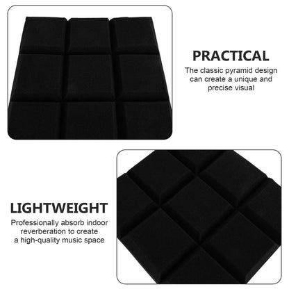 Black pyramid-shaped high-density sound absorbing panel with quilted surface for school noise reduction and uniform acoustic panels