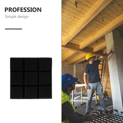 Black square sound absorbing panel with nine raised sections made of thick uniform acoustic panels for school noise reduction
