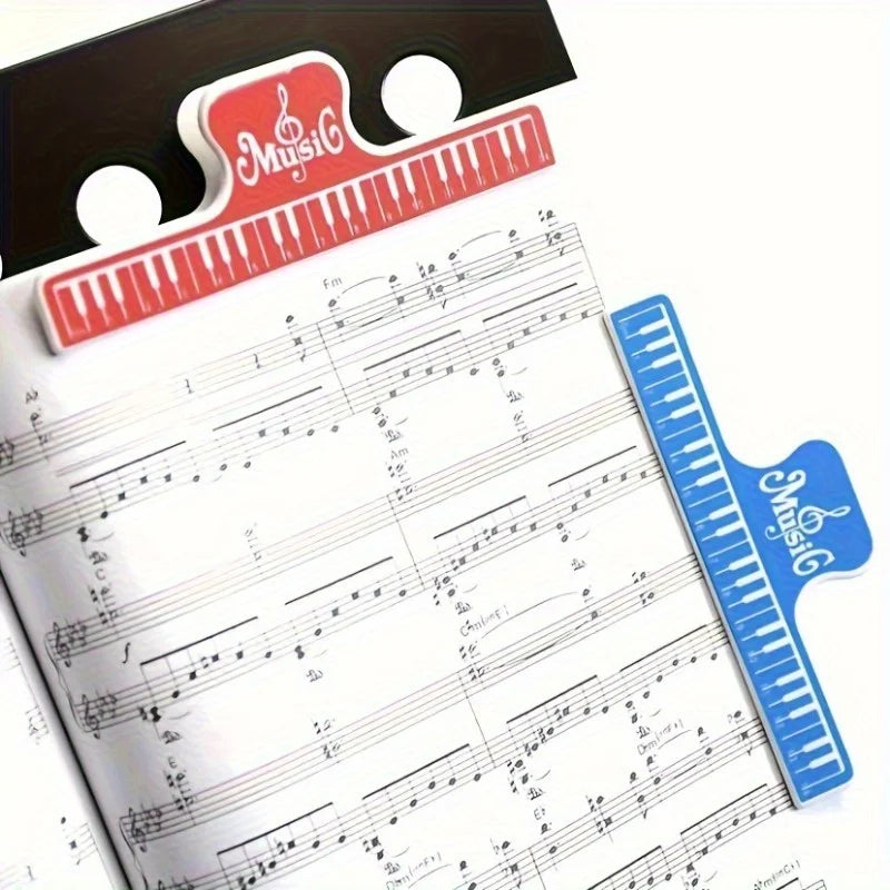 4pcs music book clip in red and blue piano key design with music logo for secure sheet music stands use