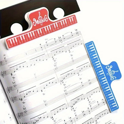4pcs music book clip in red and blue piano key design with music logo for secure sheet music stands use