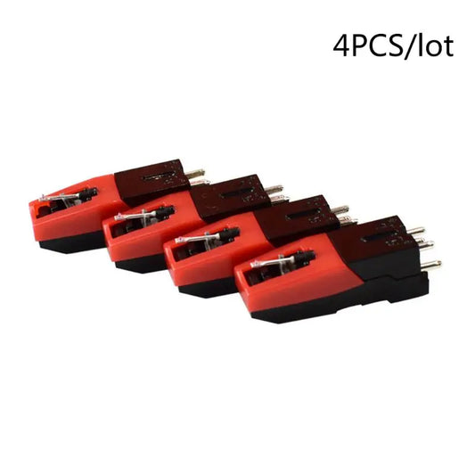 4pcs universal turntable red and black vinyl player phonograph gramophone record player stylus needle cartridges