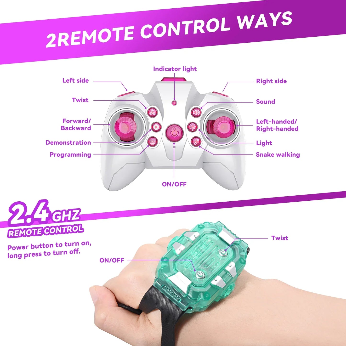A translucent teal remote control with silver accents and black strap for 2.4 ghz gesture sensing hand controlled rc stunt car