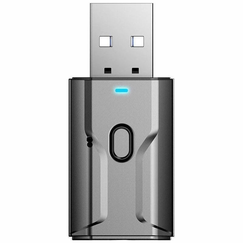 Silver adapter usb wireless bluetooth transmitter receiver with glowing blue indicator for pc tv car aux adapter usb