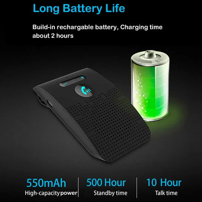 Black wireless audio receiver handsfree car kit with perforated design and blue phone icon button for noise cancelling music player